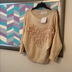 Spool 72 Fringe Sweater L NWT